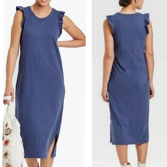 Universal Thread Dresses & Skirts - Universal Thread Ruffle Sleeveless tank dress
Cotton Tshirt Maxi Blue Ruffle